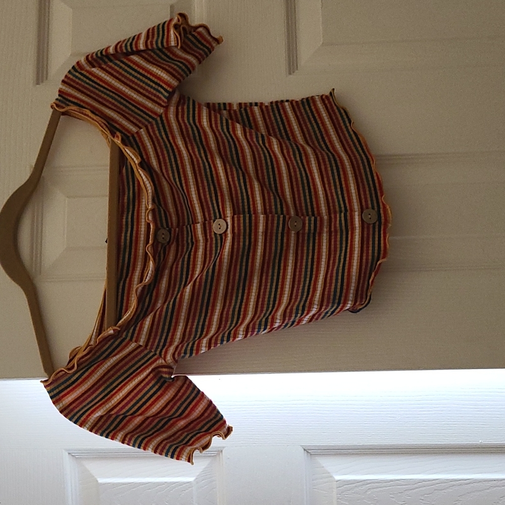 Ambiance cropped top multicolored stripes, size medium from American Eagle